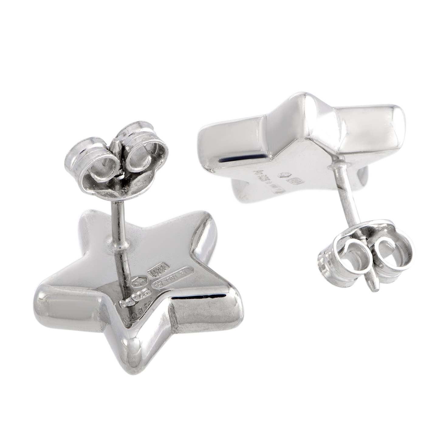 Trademark Rhodium-Plated Silver Star Stud Earrings