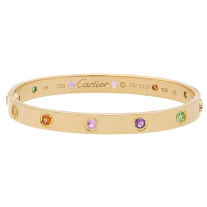 Vintage Carthttier Multi Gem Love Bracelet in 18k Yellow Gold