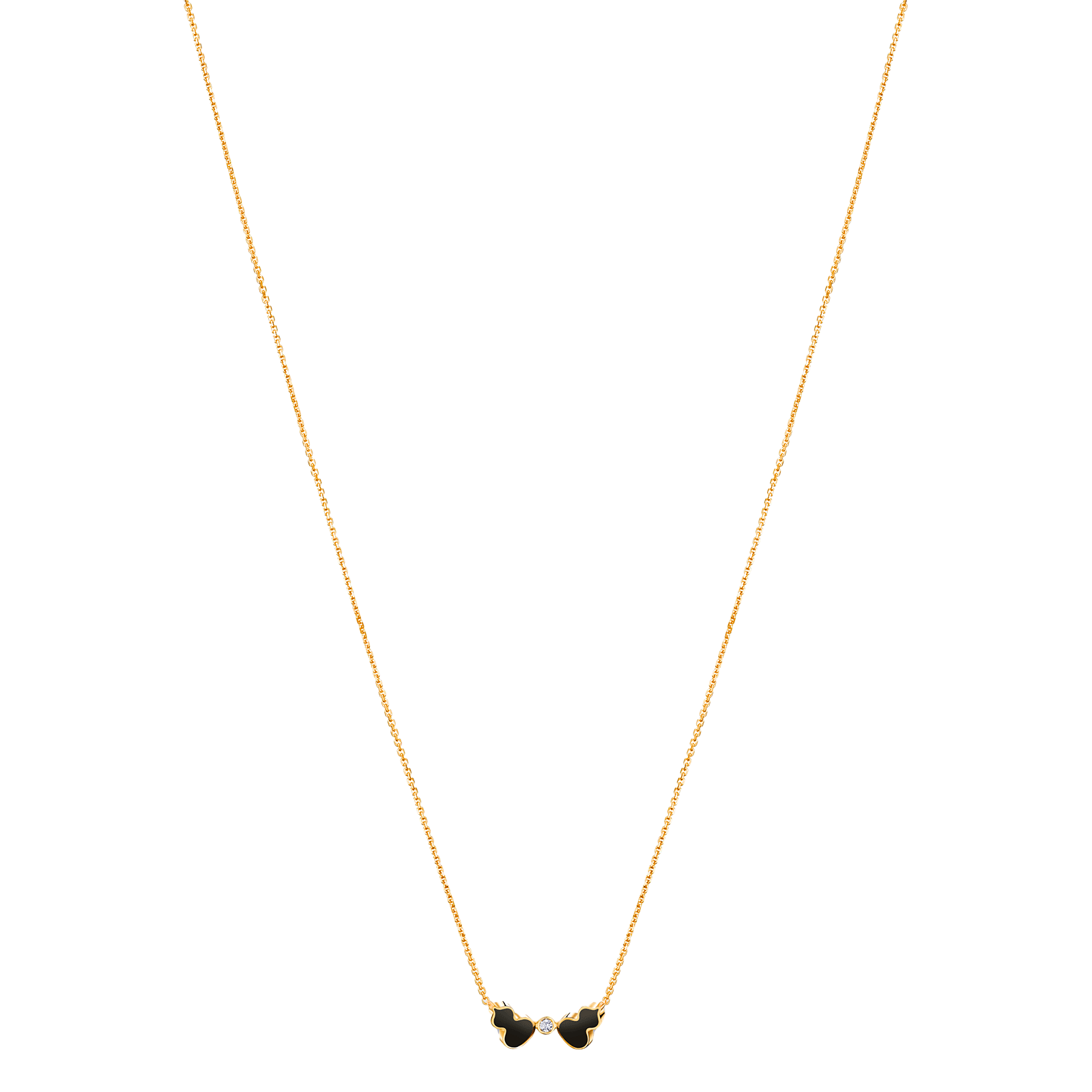 Wulu necklace in 18K yellow gold with diamond and black HyCeram®