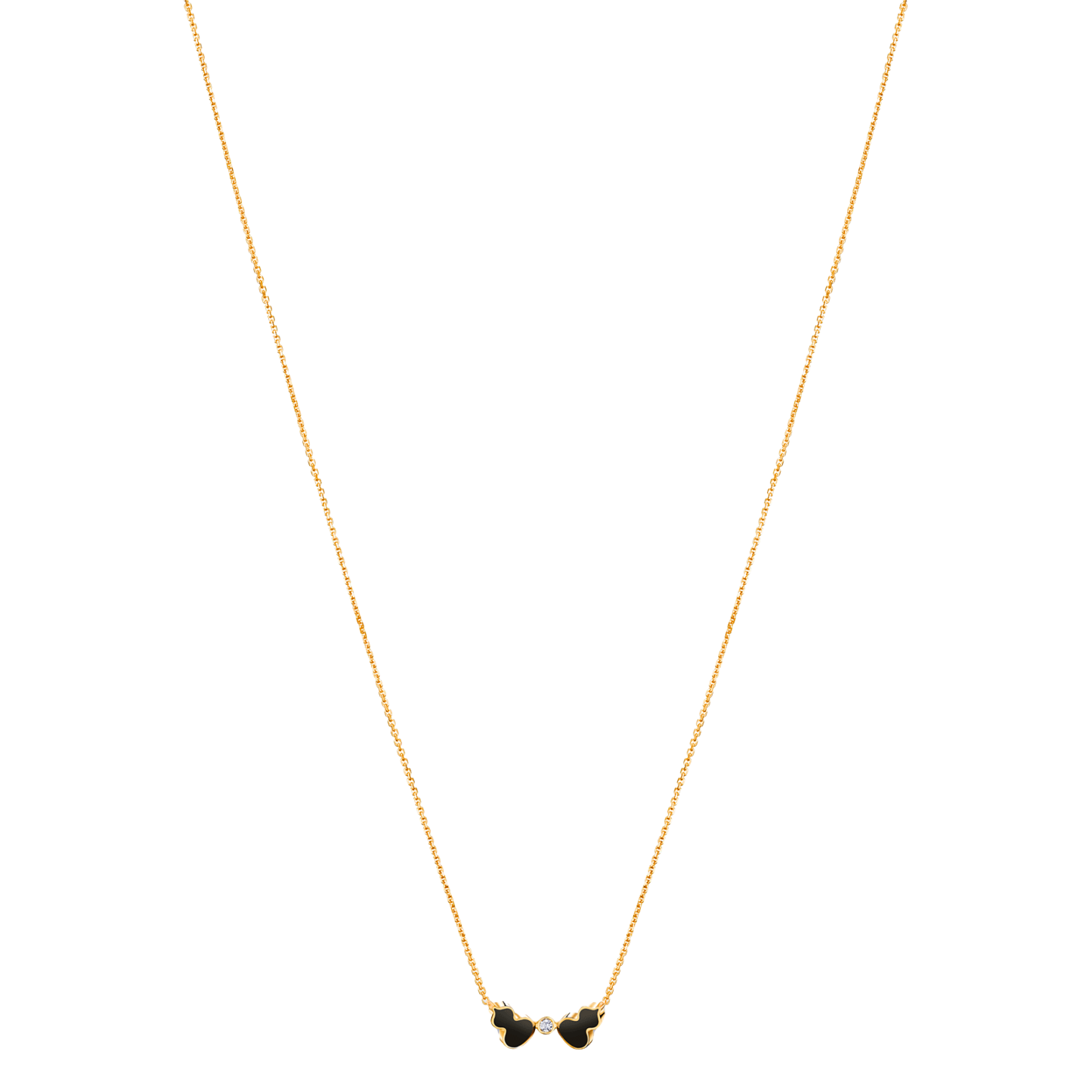 Wulu necklace in 18K yellow gold with diamond and black HyCeram®