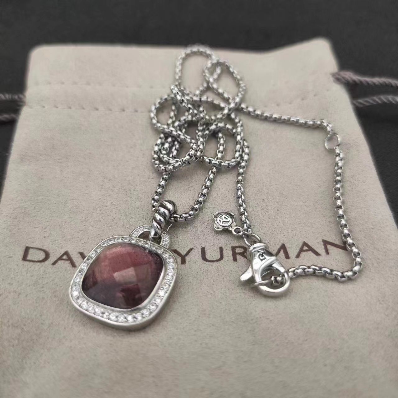 Albion® Pendant Sterling Silver with Amethyst and Diamonds, 14mm