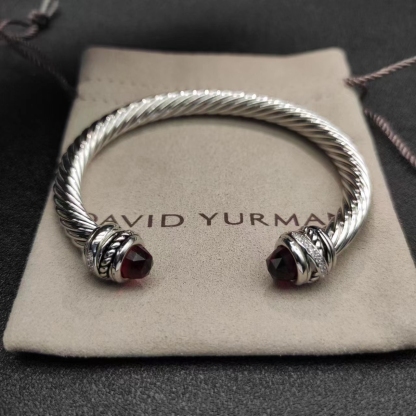 Classic Cable Bracelet Sterling Silver with Diamonds, 7mm