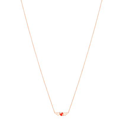 Wulu necklace in 18K rose gold with diamonds and red HyCeram®