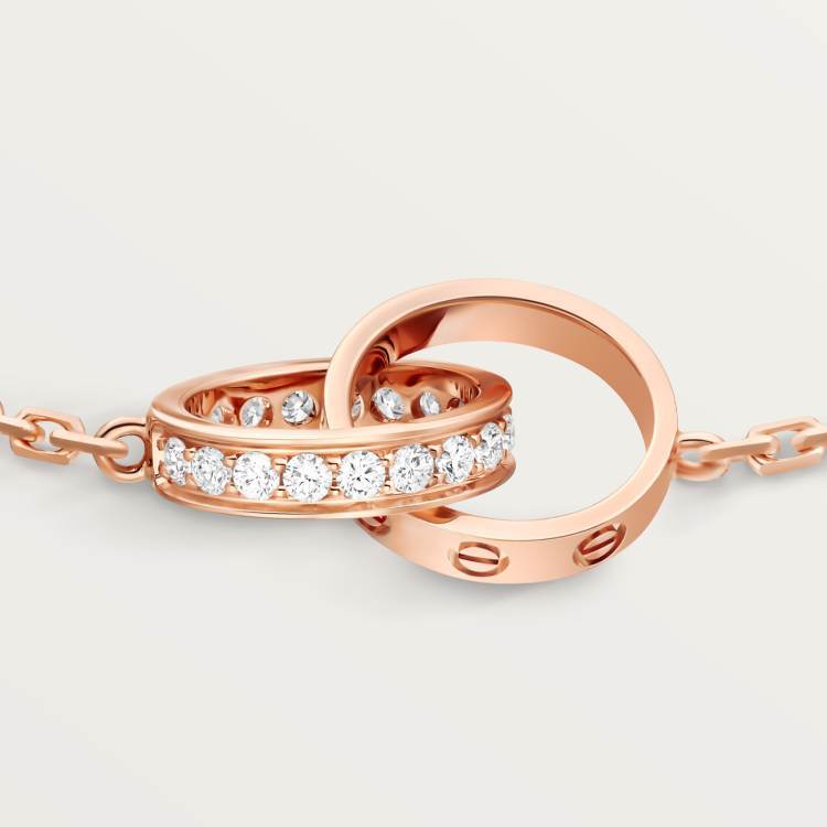 LOVE bracelet, half-paved with diamonds 18K rose gold