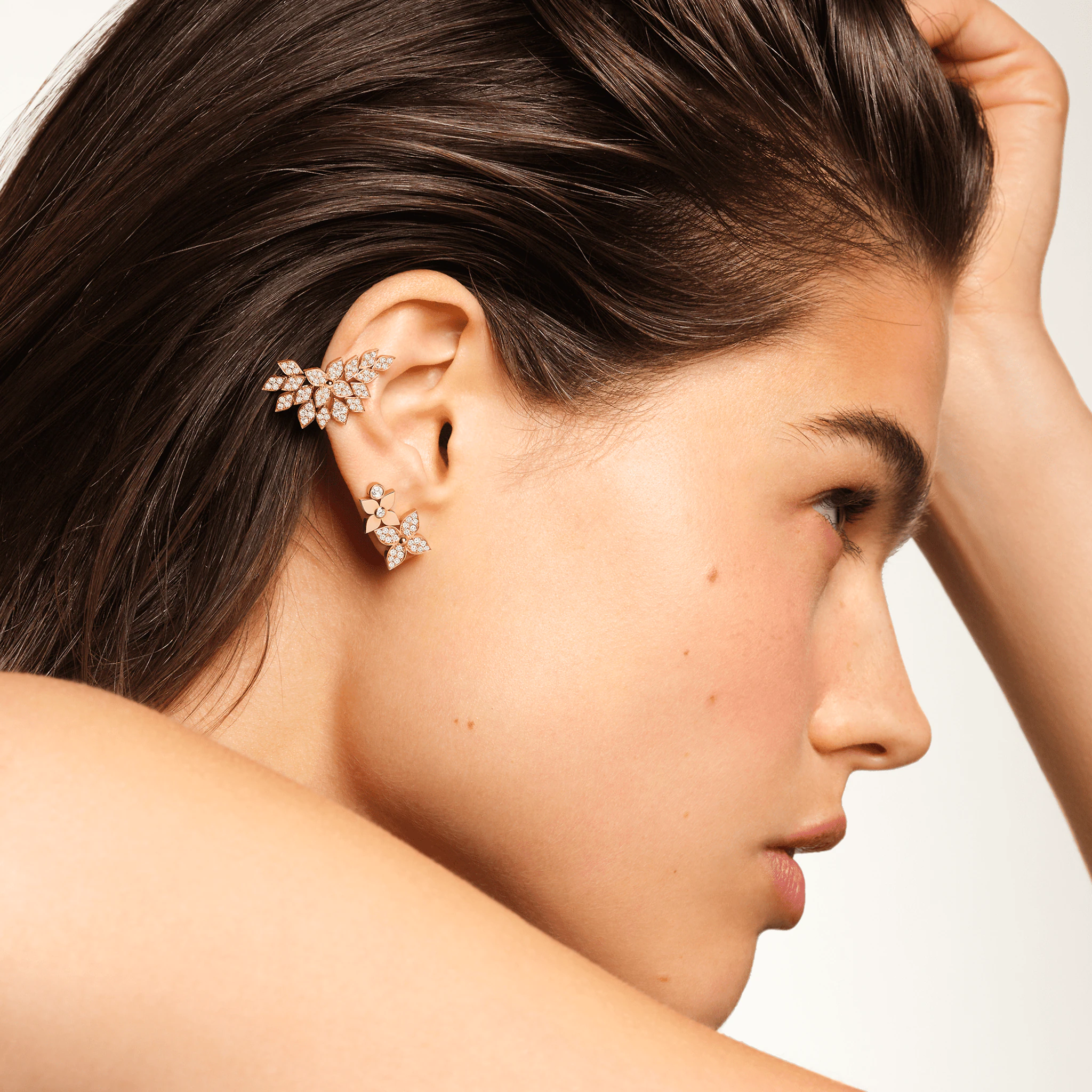 Star Blossom Right Earring, Pink Gold And Diamonds - Per Unit