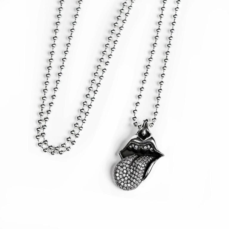 ROLLING STONES TONGUE & LIP PENDANT WITH DIAMOND