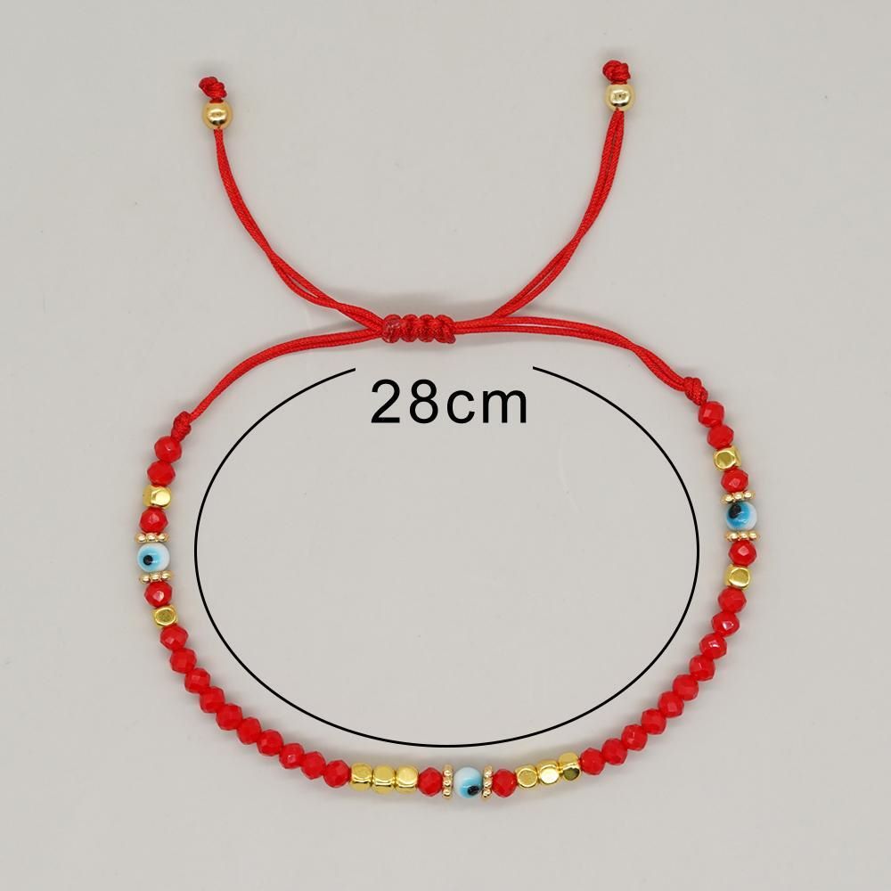 1pc Bohemian Style White Glass Evil Eye Bead & Crystal Beaded Adjustable Bracelet