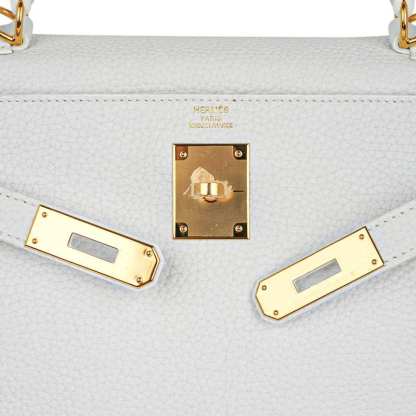 Kelly 28 Retourne Bag White Clemence Leather with Gold Hardware