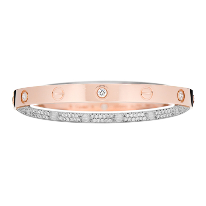 Carthttier 18K Pink White Gold Diamond Double LOVE Paved Bracelet