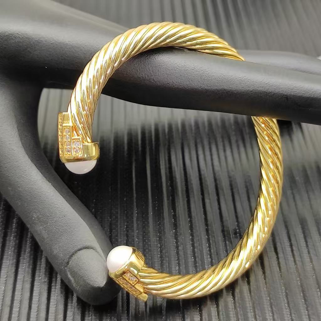 7mm Cable Bracelet with Pearls & Diamond Accents