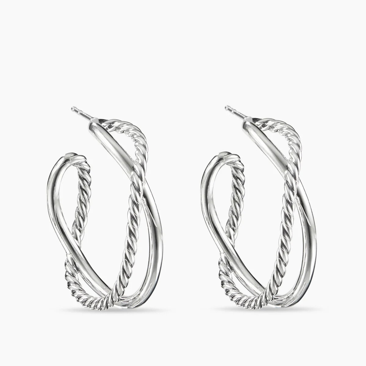 Crossover Hoop Earrings Sterling Silver, 33.7mm