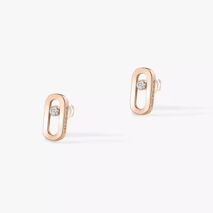 Gold Move Uno Stud Earrings Pink Gold Diamond Earrings