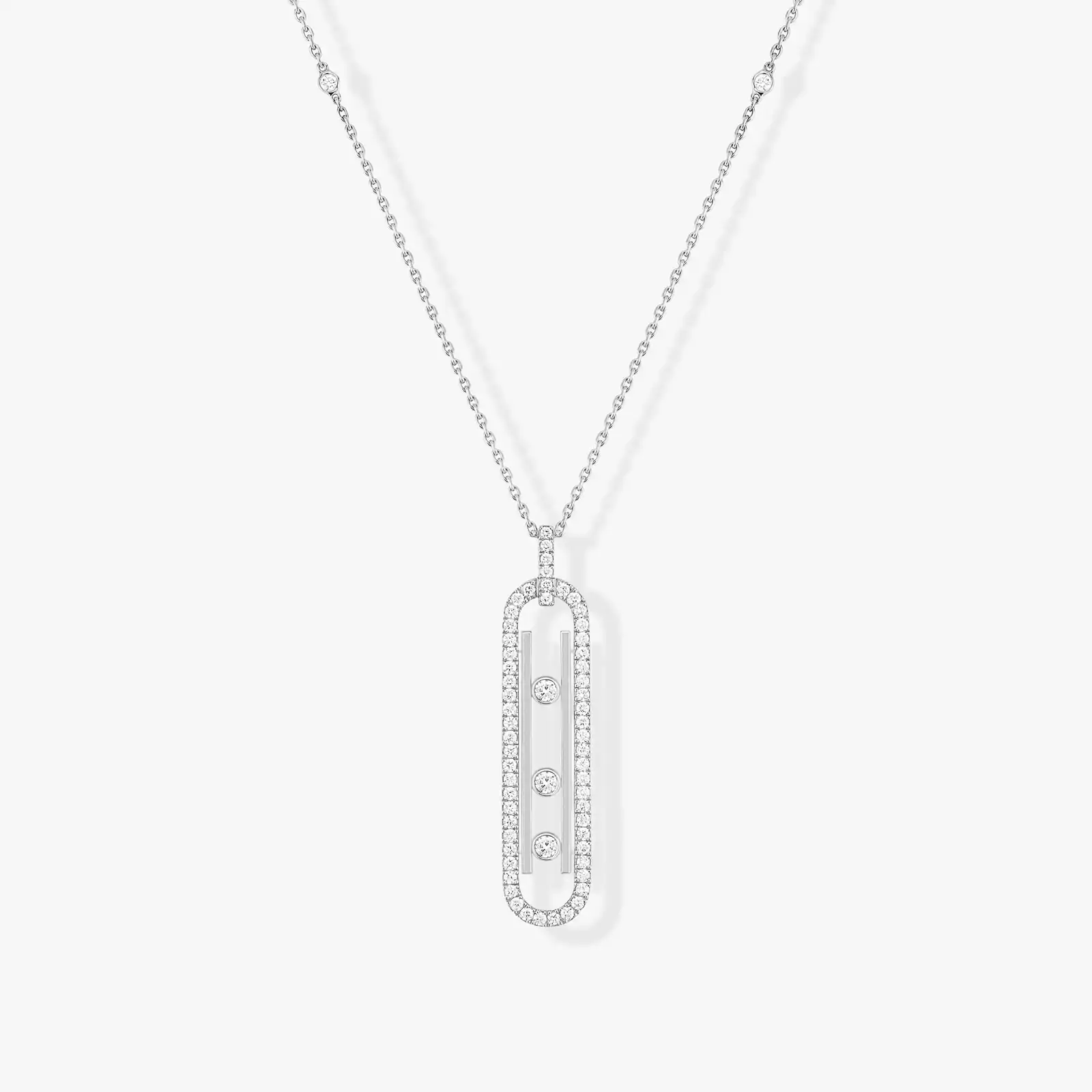Move 10th SM Necklace White Gold Diamond Necklace