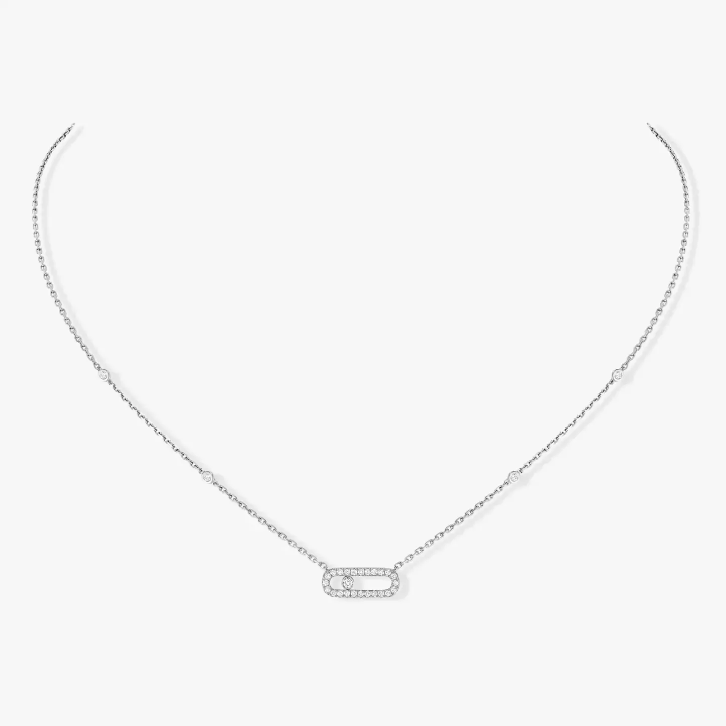Move Uno Pavé White Gold Diamond Necklace