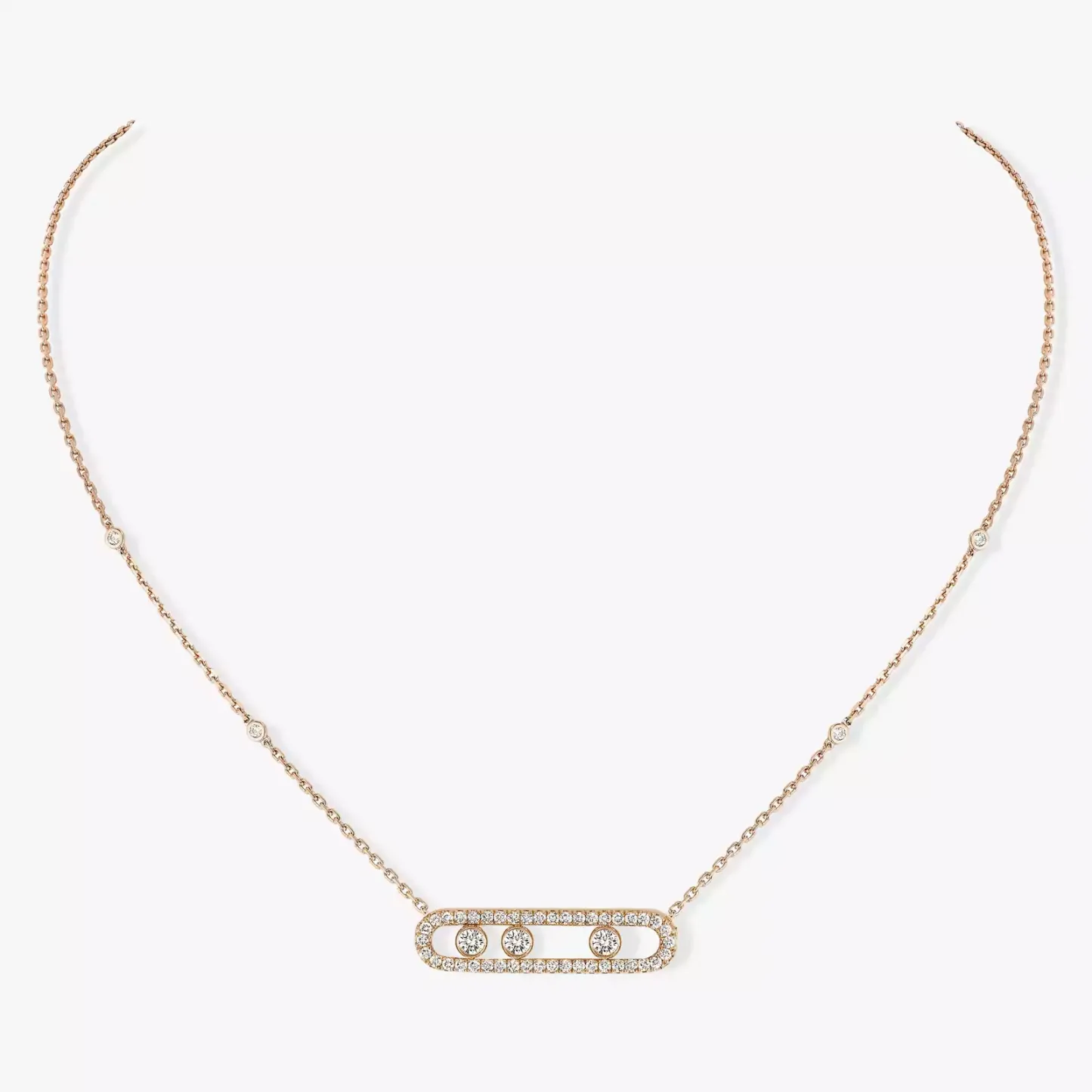 Move Pavé Pink Gold Diamond Necklace