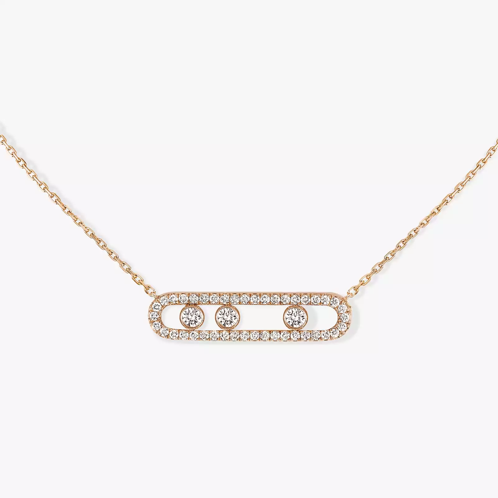 Move Pavé Pink Gold Diamond Necklace