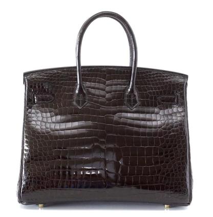 Birkin 35 Black Porosus Crocodile with Gold Hardware