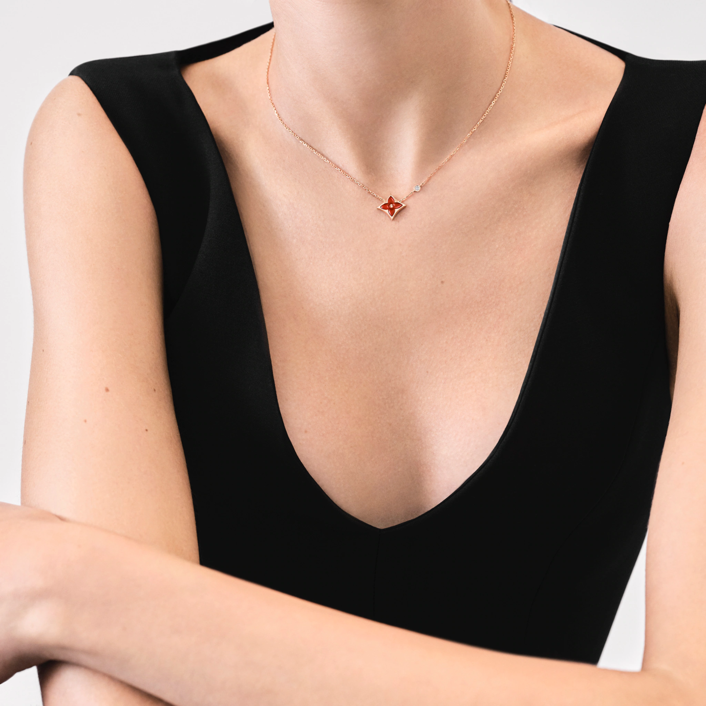 Color Blossom BB Star Pendant, Pink Gold, Cornelian And Diamond