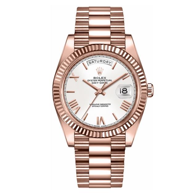 Day-Date 40 White Dial Fluted Bezel Men's Watch 228235-0032