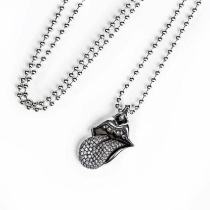 ROLLING STONES TONGUE & LIP PENDANT WITH DIAMOND
