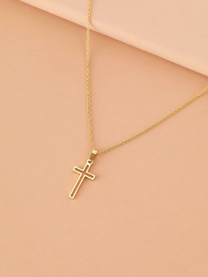 Stainless Steel Necklace For Women Lover's Chain Cross Necklace Small Cross Jewelry