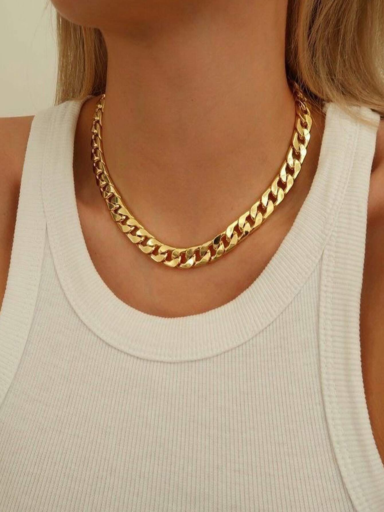 1pc Simple Chunky Chain Clavicle Chain Necklace Women Girls Jewelry Accessories