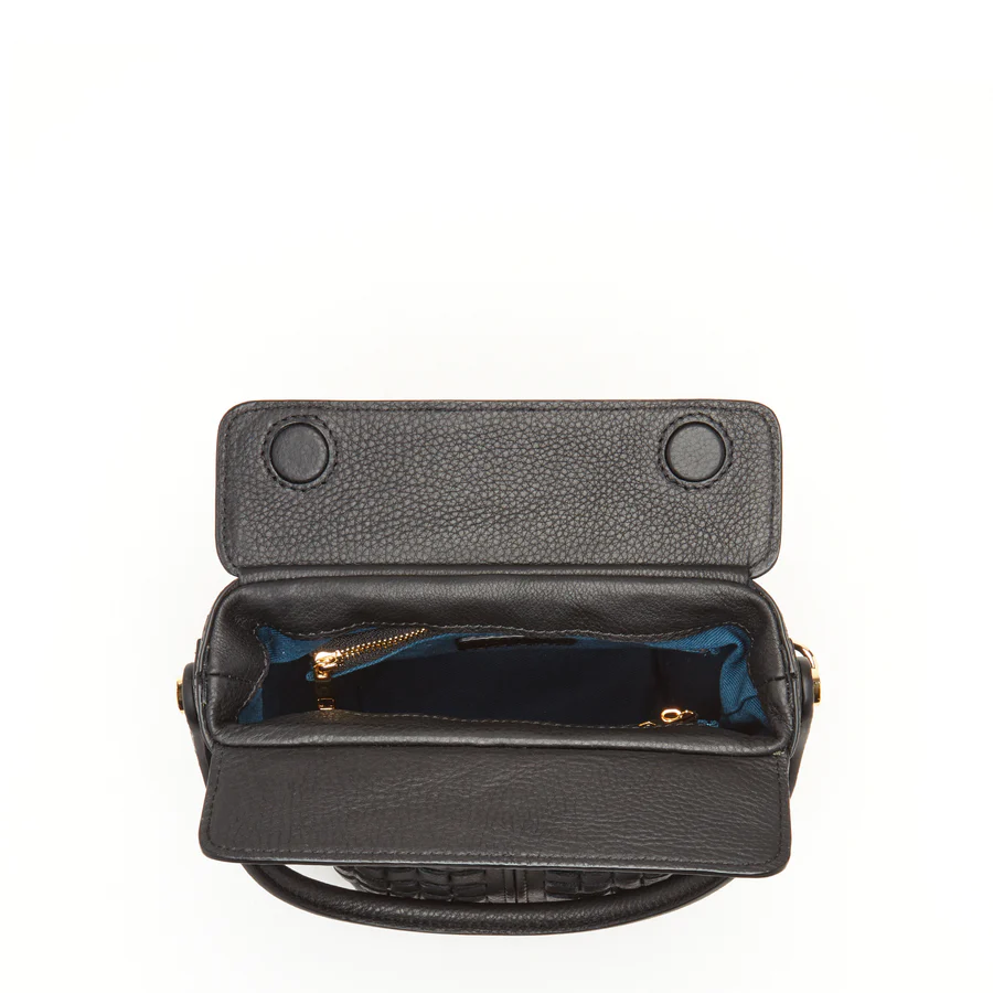 Black Leather Weave Bag