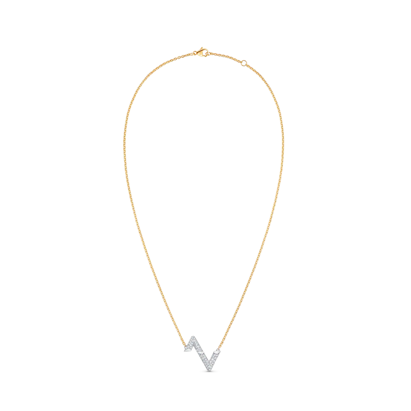 Volt Upside Down Pendant, Yellow Gold, White Gold And Diamonds