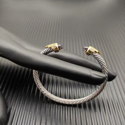 5mm Cable Bracelet with Aquamarine & Diamond Accents