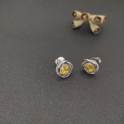Infinity Stud Earrings Sterling Silver with Citrine, 13mm