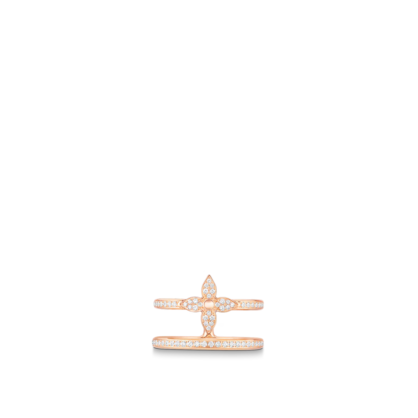 Idylle Blossom Two-Row Ring, Pink Gold And Diamonds