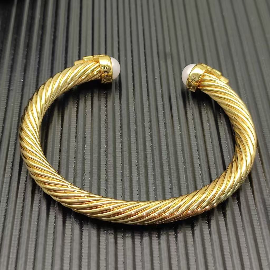 7mm Cable Bracelet with Pearls & Diamond Accents