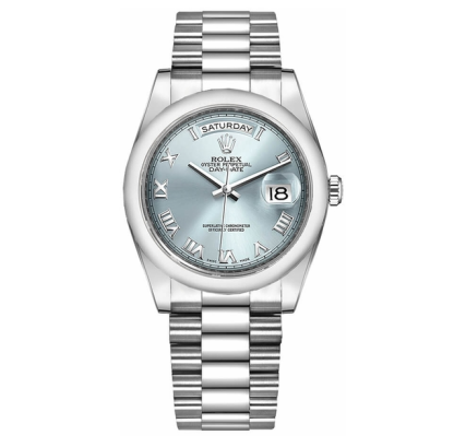 Day-Date 36 Ice Blue Roman Numeral Dial Watch 118206-0035