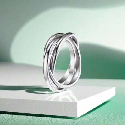 1pc Fashionable Rotatable Stainless Steel Three Ring Circles Couple Ring