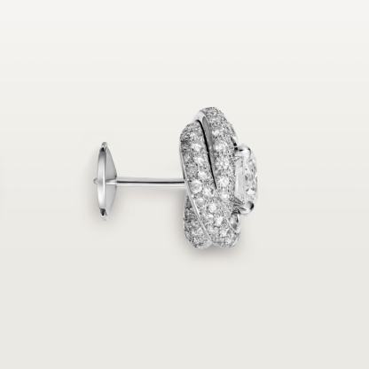 TRINITY RUBAN STUD EARRINGS, 2 BRILLIANT-CUT DIAMONDS, PAVED