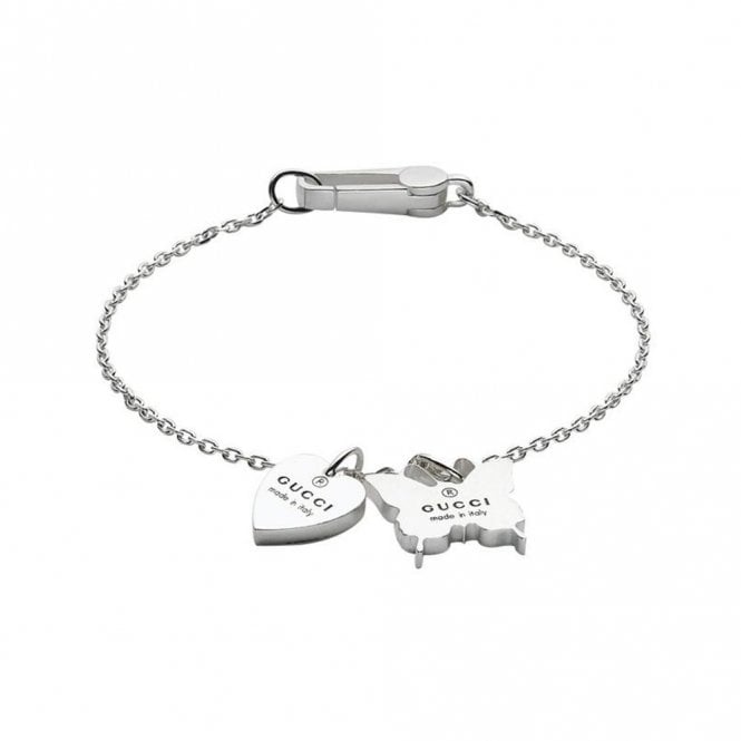 Metallic Heart & Butterfly Charm Bracelet
