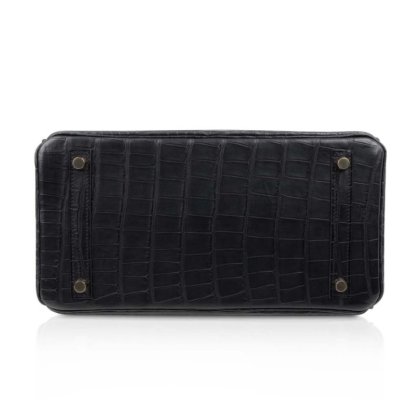 Hermes Birkin 30 Bag Black Matte Alligator Gold Hardware