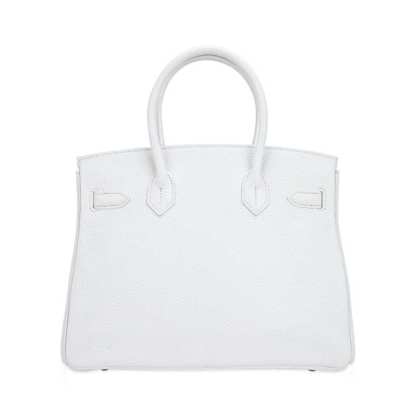 Birkin 30 Bag White Clemence Leather with Gold Hardware
