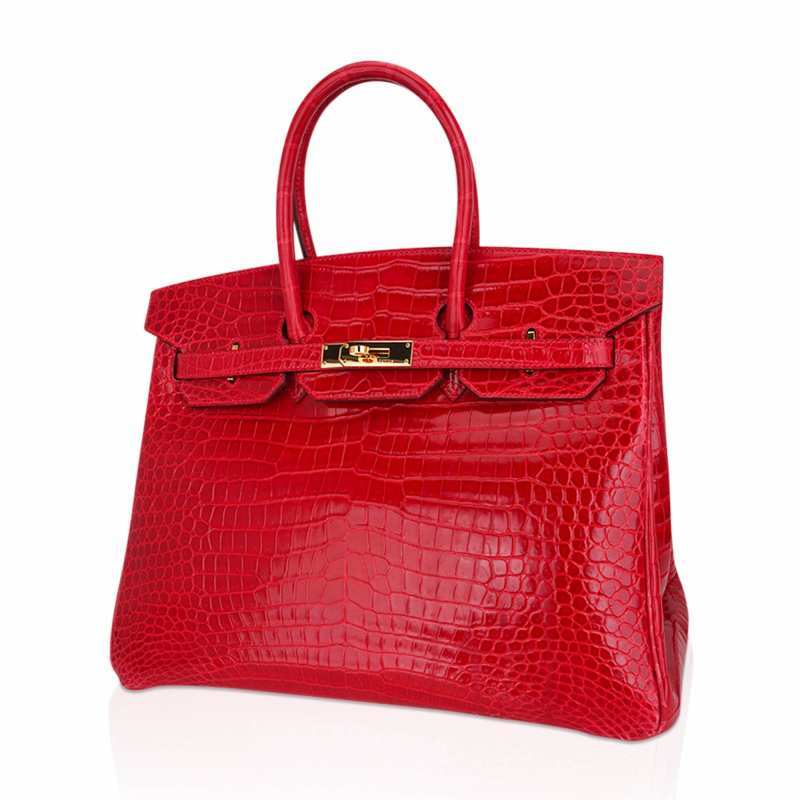 Birkin 35 Bag Braise Porosus Crocodile with Gold Hardware