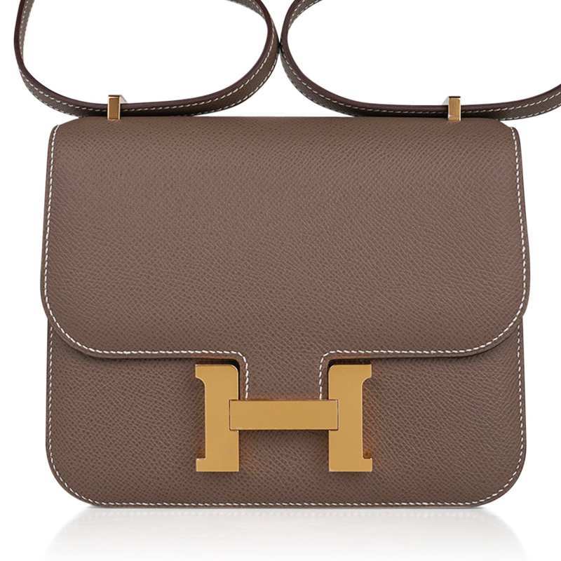 Constance Mini 18 Bag Etoupe Gold Hardware Epsom Leather