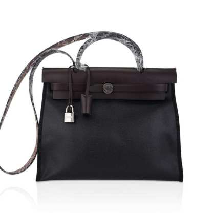 Herbag Zip 31 Bag Retourne Black Berline & Rouge Sellier Leather with Palladium Hardware
