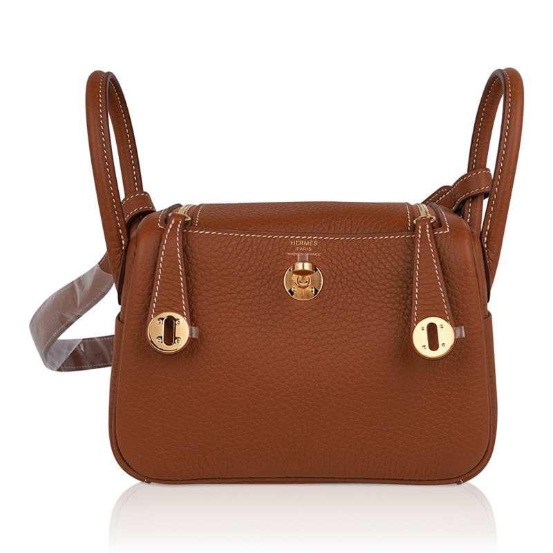 Mini Lindy 20 Bag Gold Clemence Leather with Gold Hardware