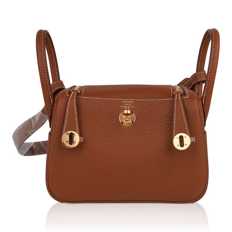 Mini Lindy 20 Bag Gold Clemence Leather with Gold Hardware