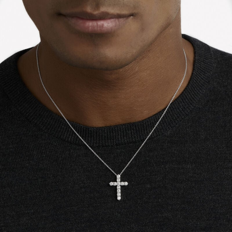 Round Diamond Cross Small Pendant
