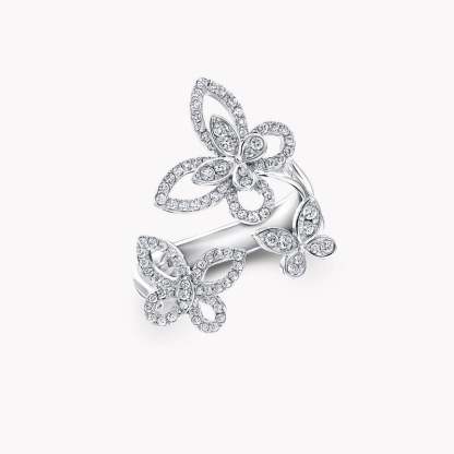 Triple Butterfly Silhouette Diamond Ring