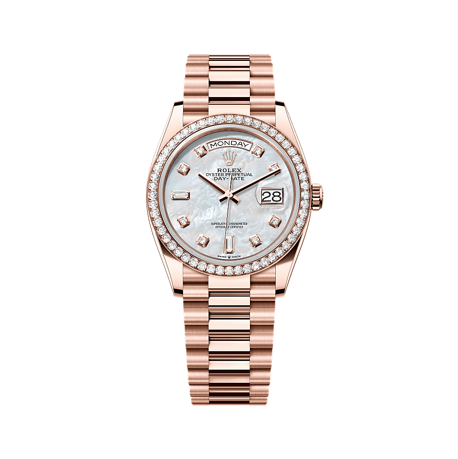 Rothtlex Day-Date 36 Oyster, 36 mm, Everose gold and diamonds Reference m128345rbr-0028