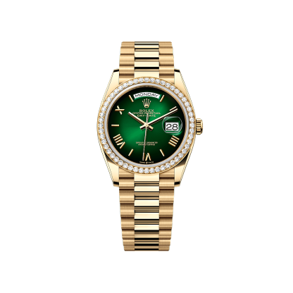 Rothtlex Day-Date 36 Oyster, 36 mm, yellow gold and diamonds Reference m128348rbr-0068