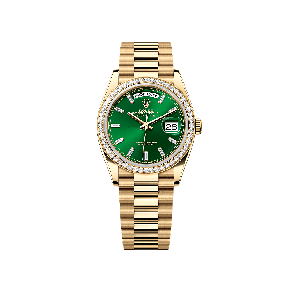 Rothtlex Day-Date 36  Oyster, 36 mm, yellow gold and diamonds Reference m128348rbr-0078