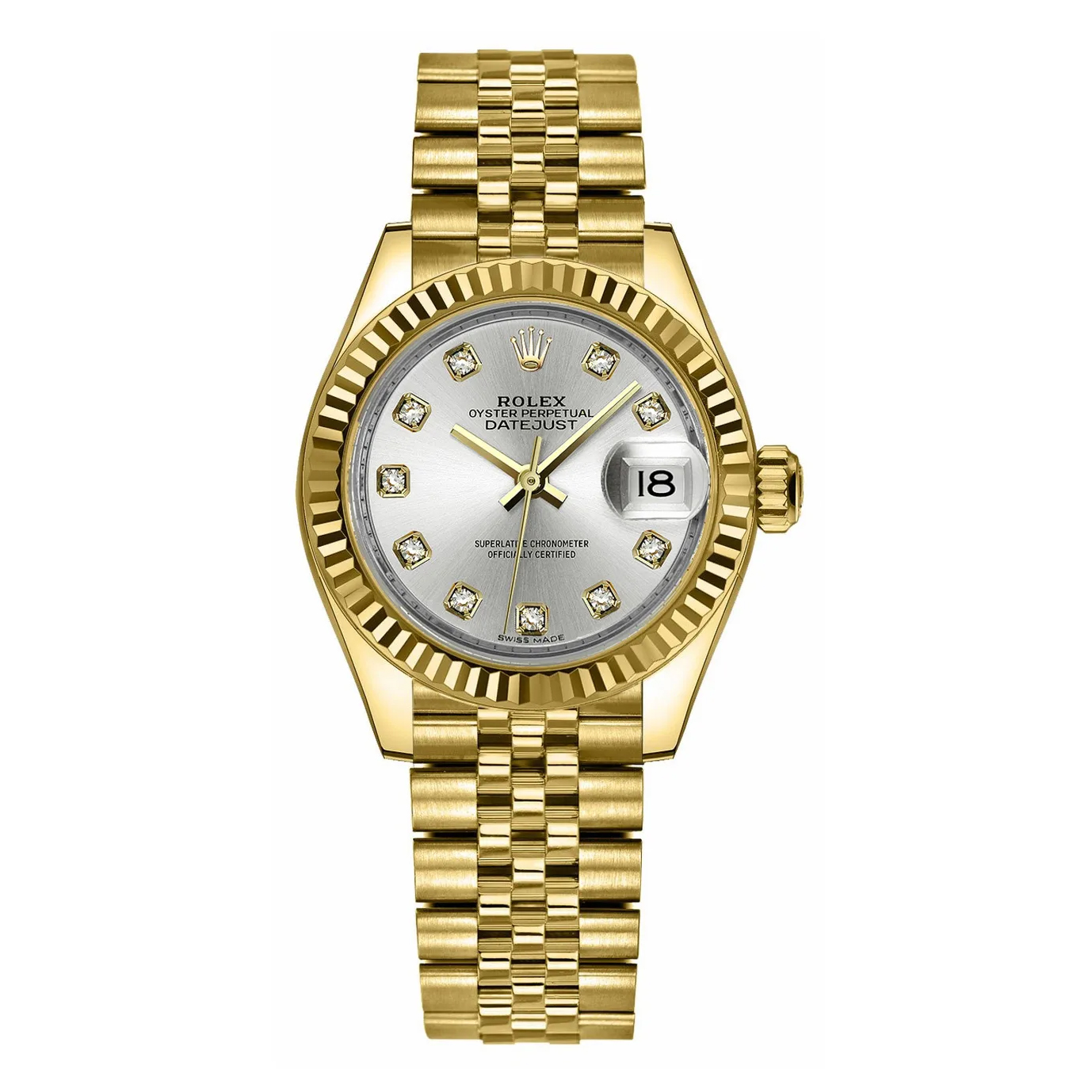Lady-Datejust 28 Silver Diamond Dial Women's Watch 279178-0016