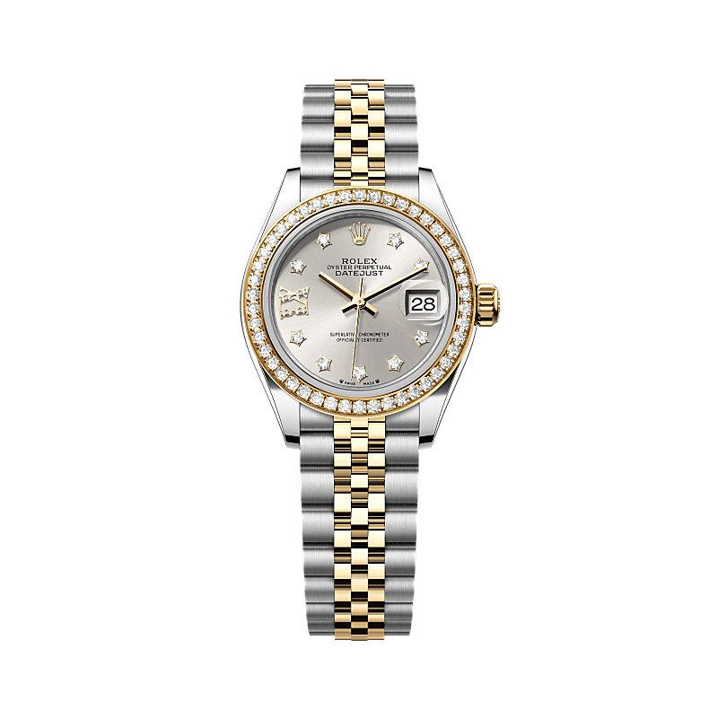 Rothtlex Lady-Datejust, Oyster, 28 mm, Oystersteel, yellow gold and diamonds. Reference m279383rbr-0003
